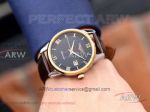 Perfect Replica Longines Black Face Roman Markers Gold Smooth Bezel 40mm Men's Watch